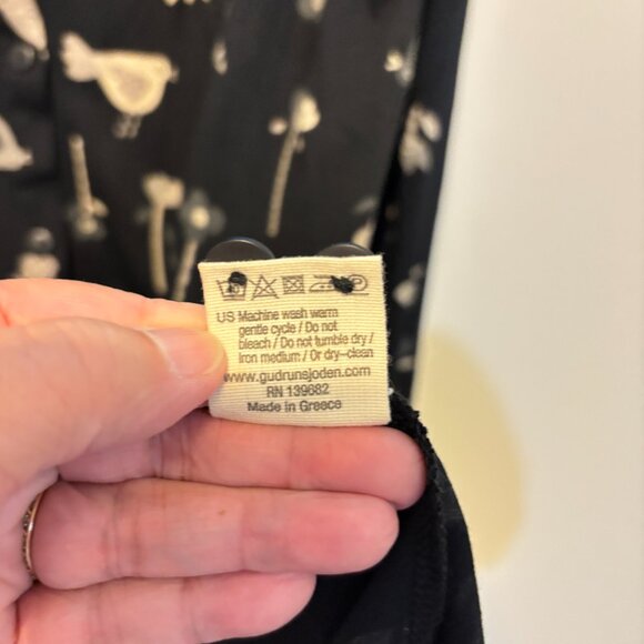 Gudrun Sjoden Black Bird Print Cotton Modal Long Sleeve Button Front Tunic - Picture 10 of 10